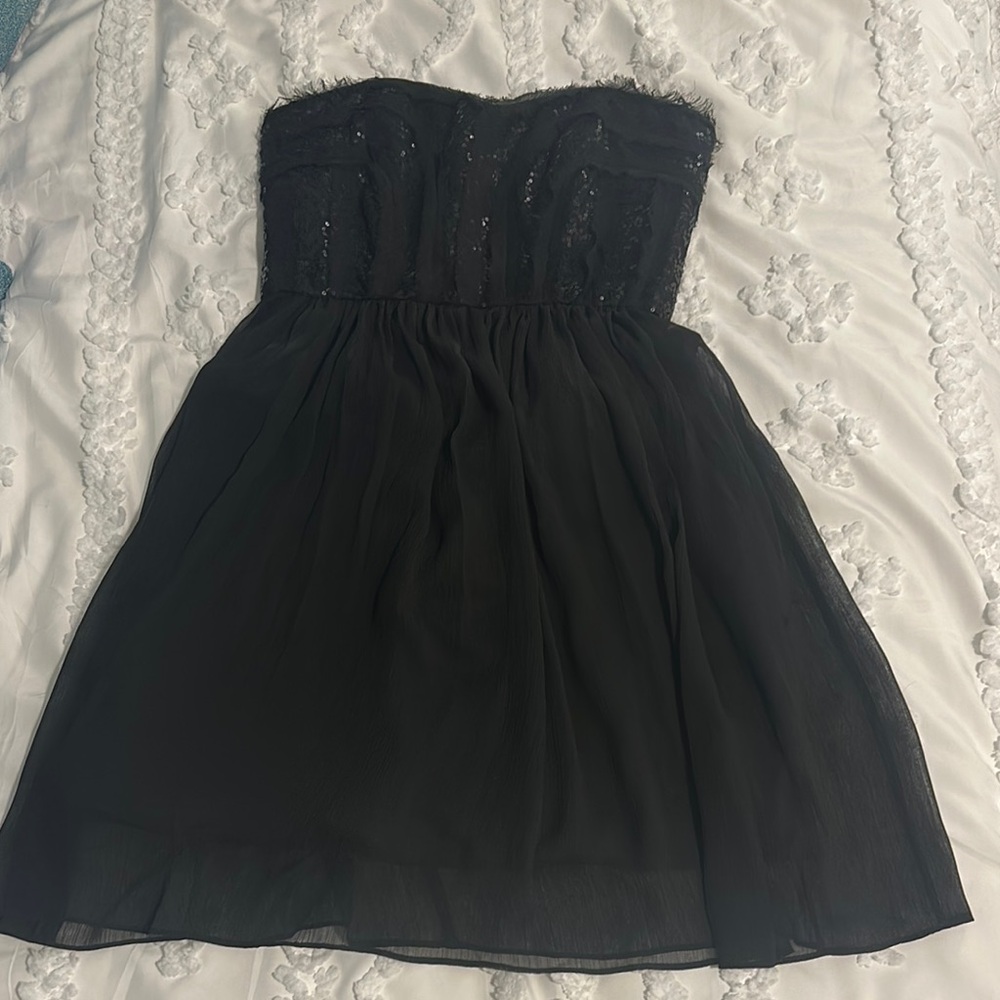 Max & Cleo Black Strapless Ruched Cocktail Dress